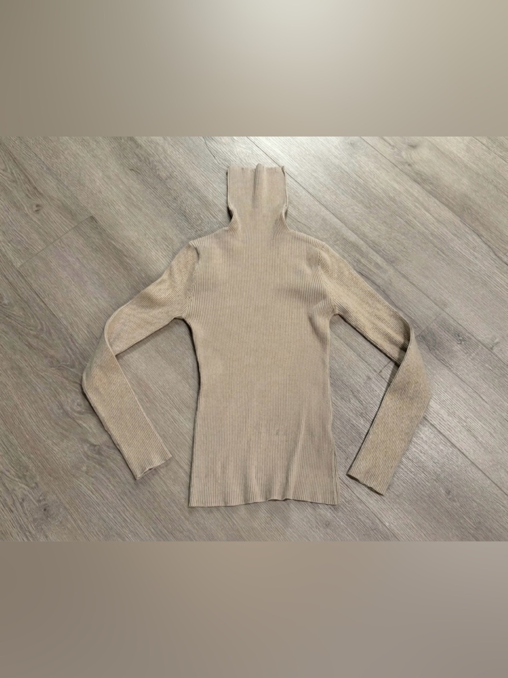 SHEIN Tan Ribbed Long Sleeve Turtleneck Top - Size Small